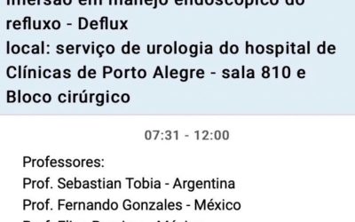 Evento realizado com cirurgia ao vivo sobre injeção endoscópica para tratamento do refluxo vesicoureteral.