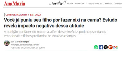 Punir a criança por fazer xixi na cama é tema na Revista Ana Maria
